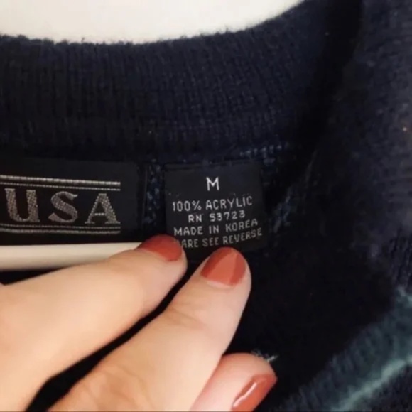 Vintage Oversized Navy Patterned Pullover - Picture 4 of 7